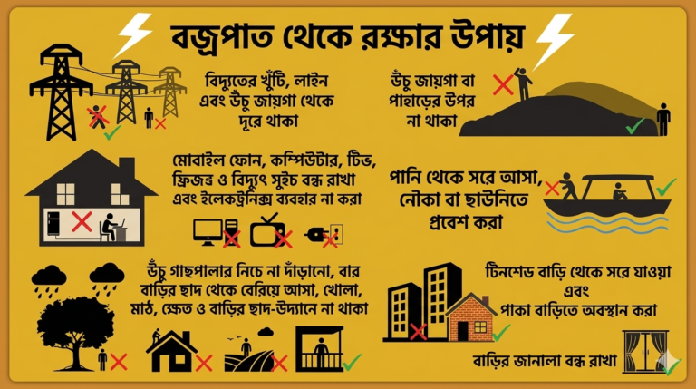 বজ্রপাত থেকে বাঁচবেন যেভাবে